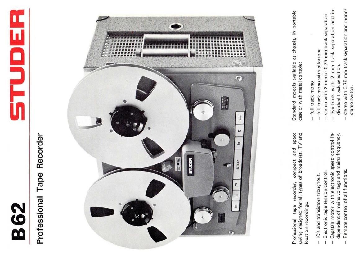 Studer B 62 brochure