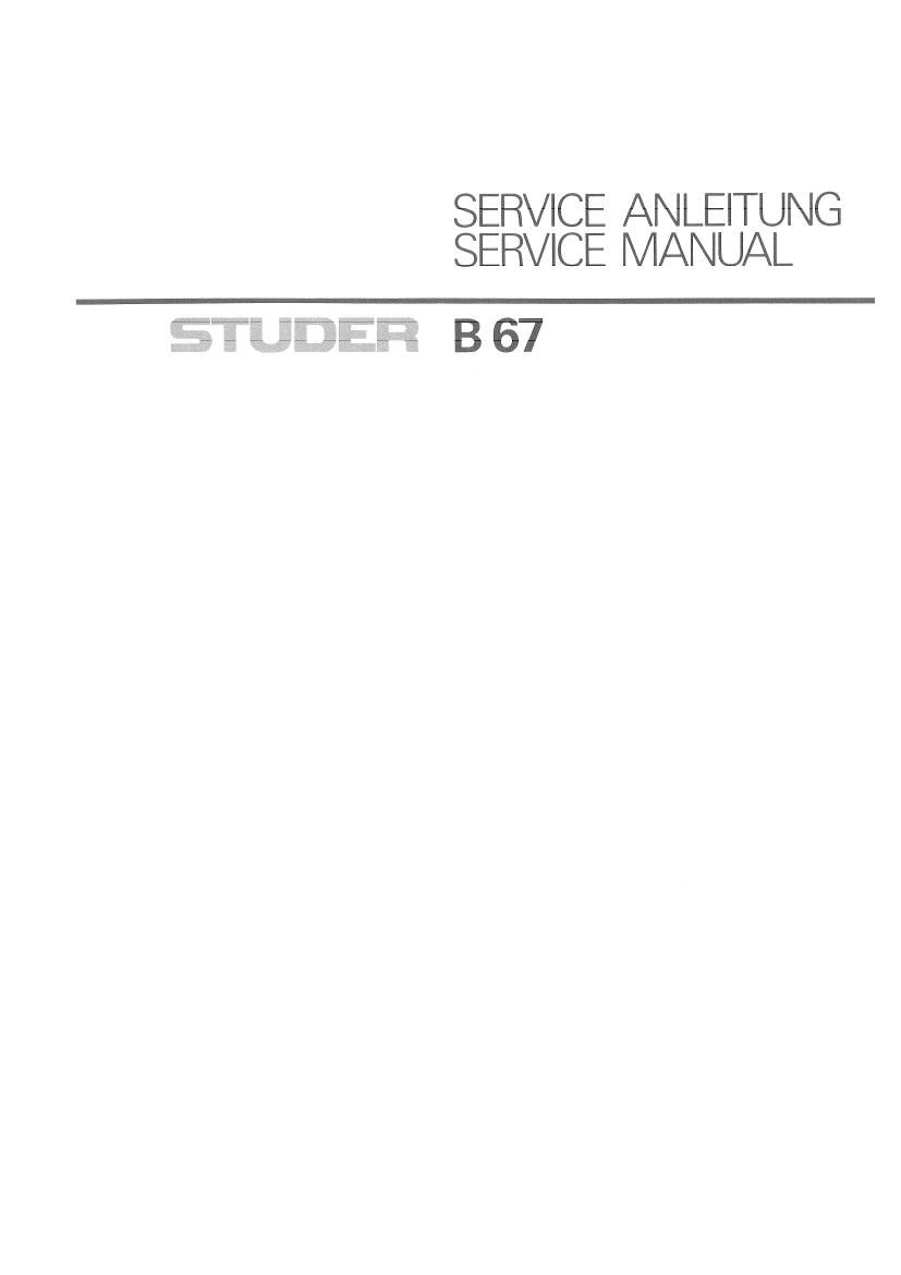 studer b 67 mk1 owners manual