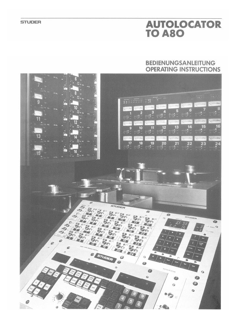 studer toa 80 service manual