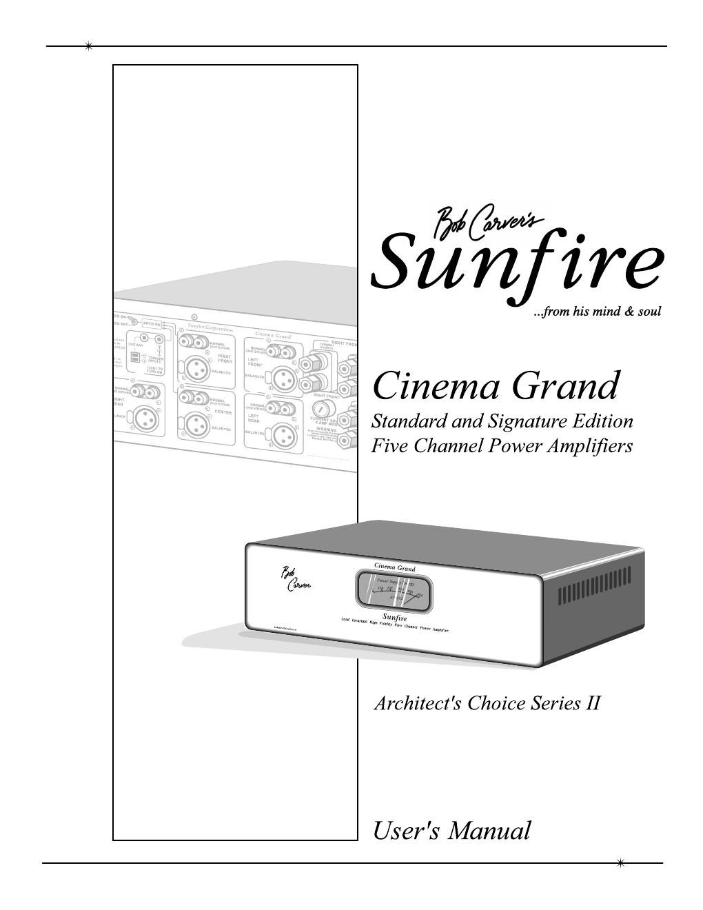 sunfire cinema grand architect mk2 owners manual