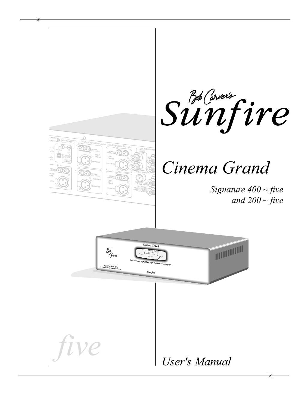 sunfire cinema grand signature 200 400 5 owners manual
