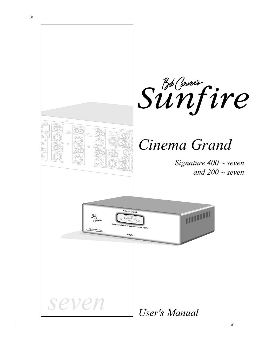 sunfire cinema grand signature 400 200 mk7 owners manual