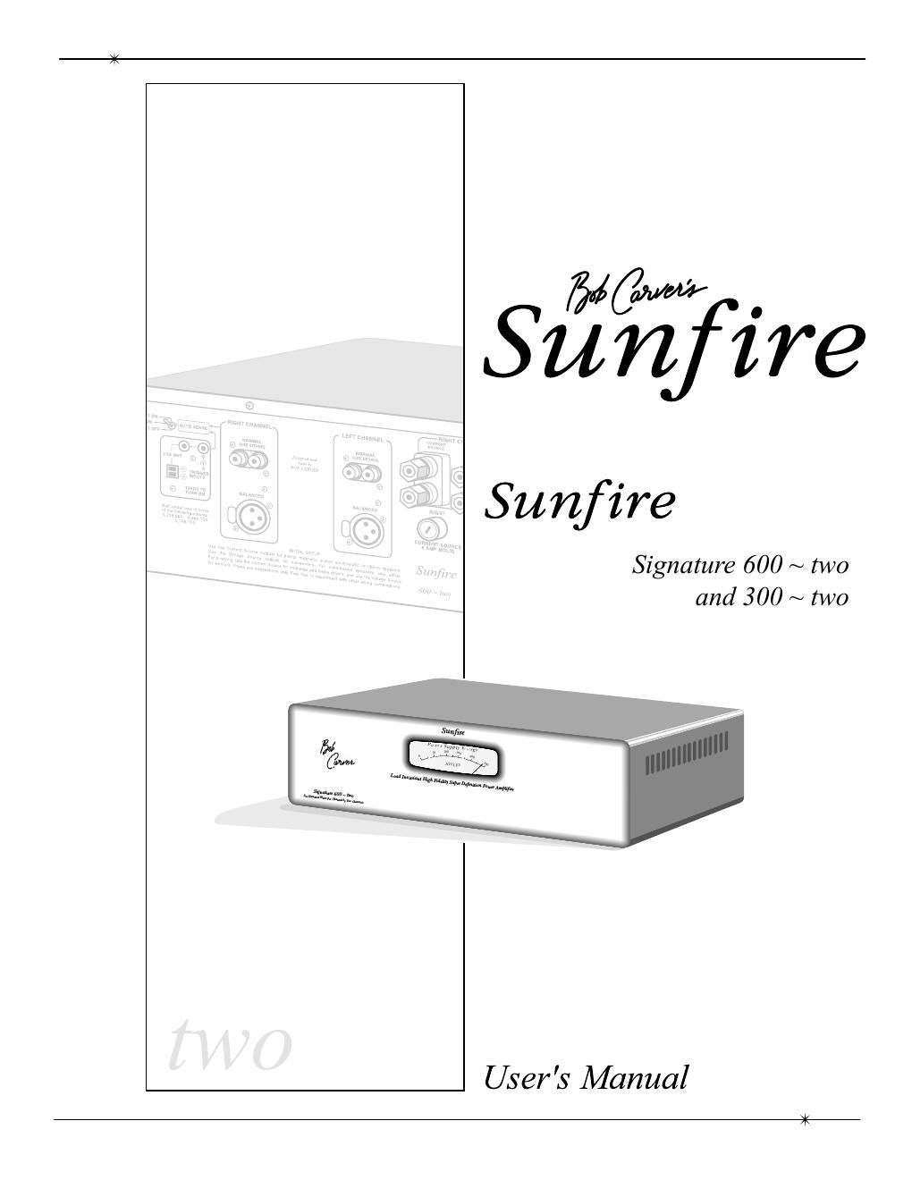 sunfire signature 300 600 2 owners manual