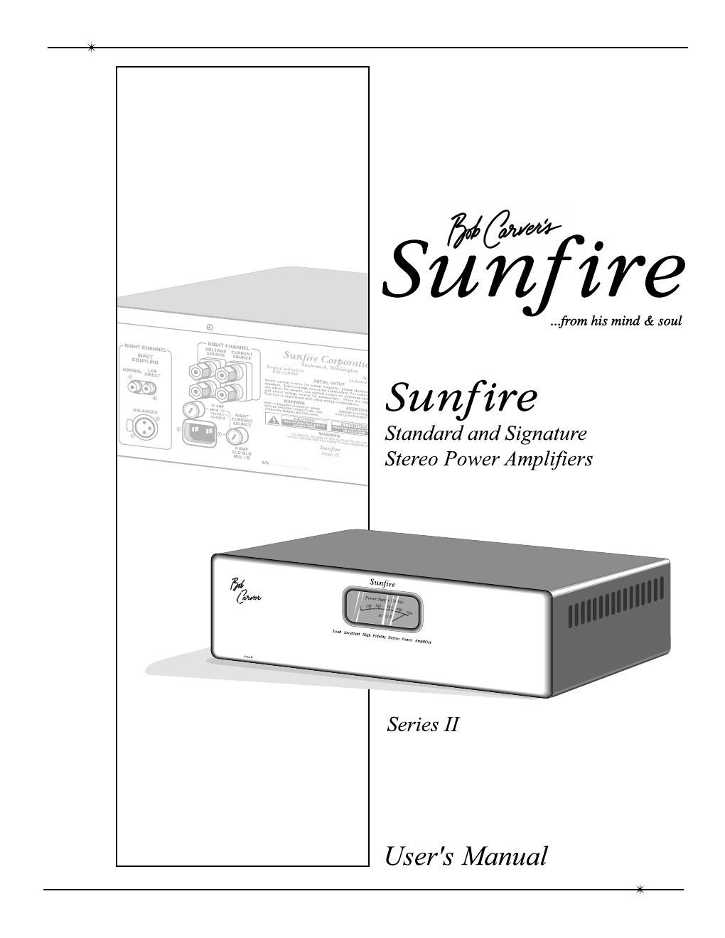 sunfire signature stereo amplifier mk2 owners manual