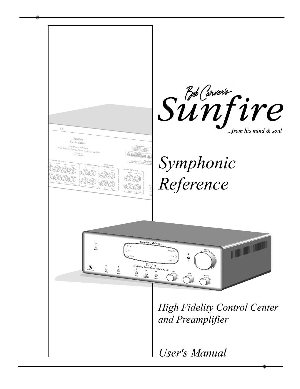 sunfire symphonic reference owners manual