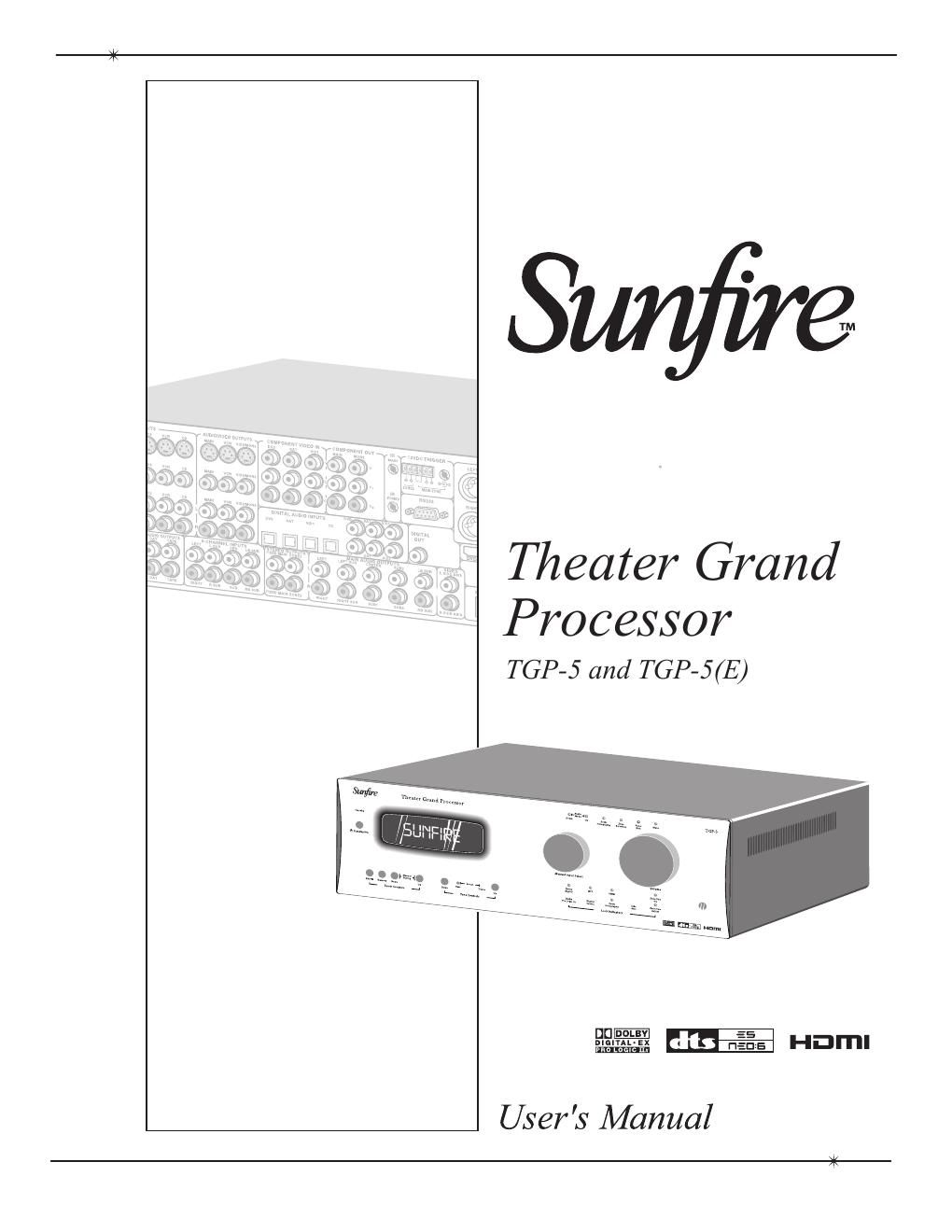sunfire tgp 5 e owners manual