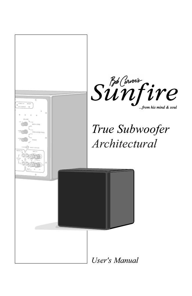 sunfire true subwoofer architectural owners manual