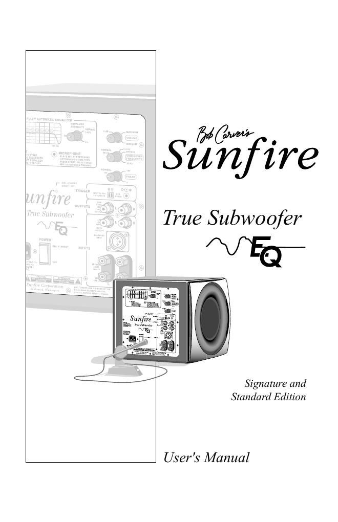 sunfire true subwoofer eq owners manual