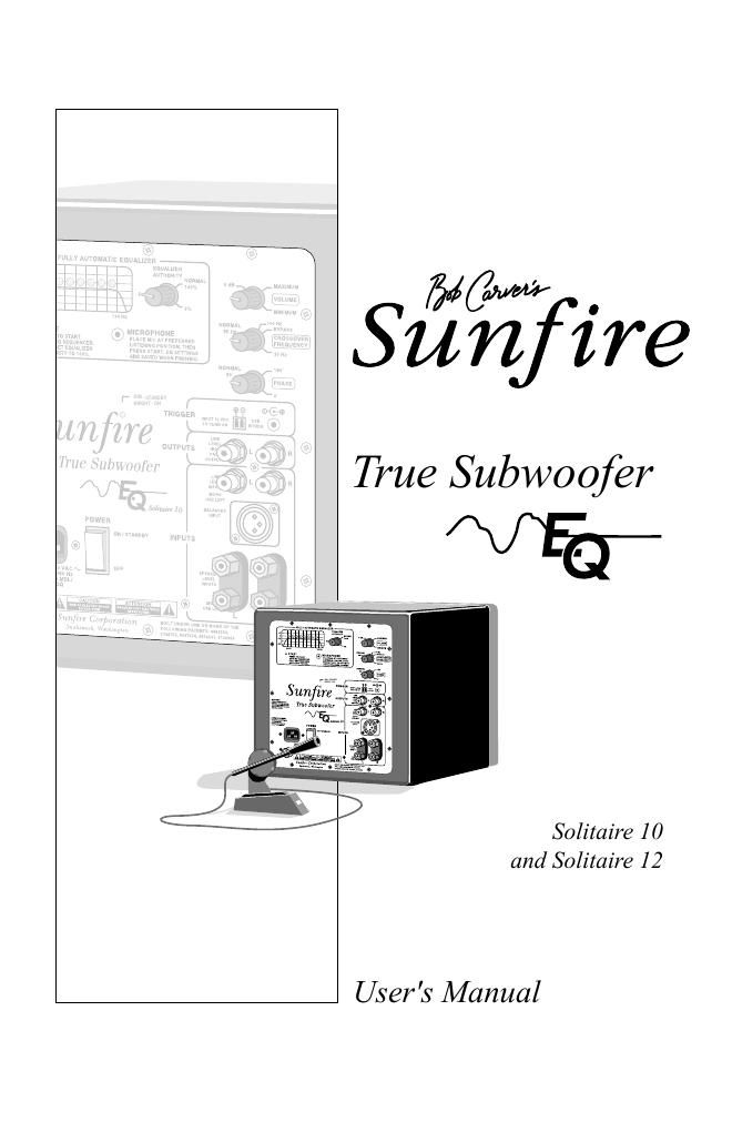 sunfire true subwoofer eq solitaire 10 owners manual
