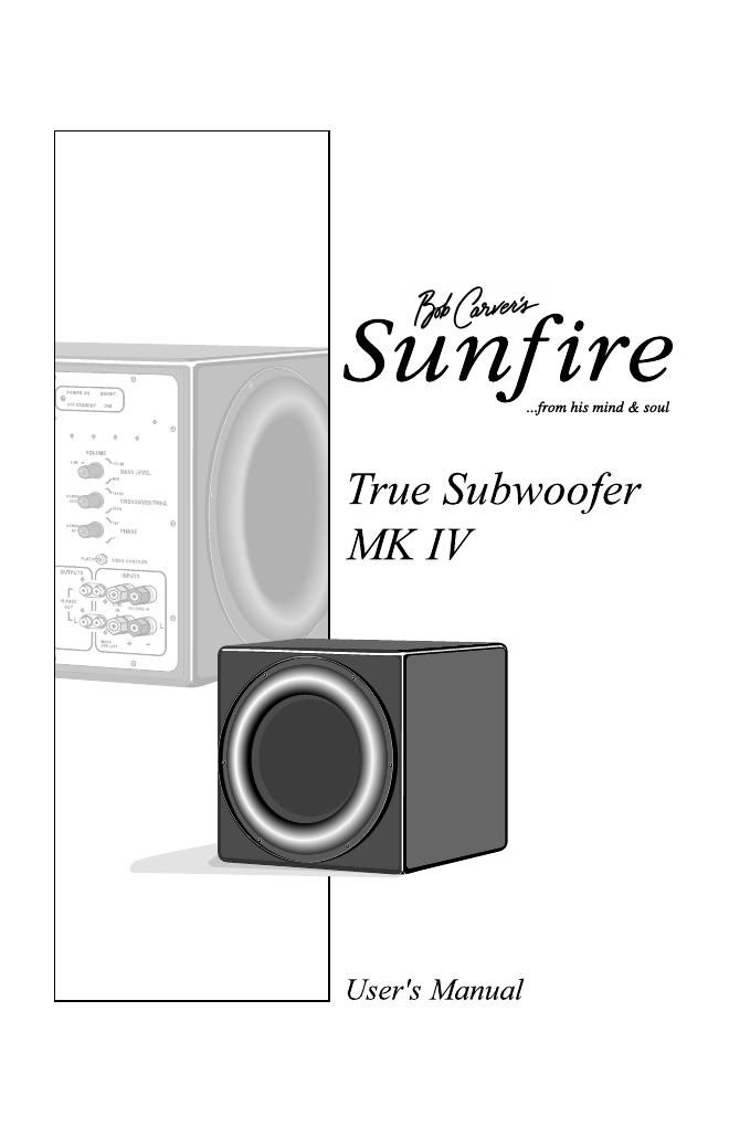 sunfire true subwoofer mk4 owners manual