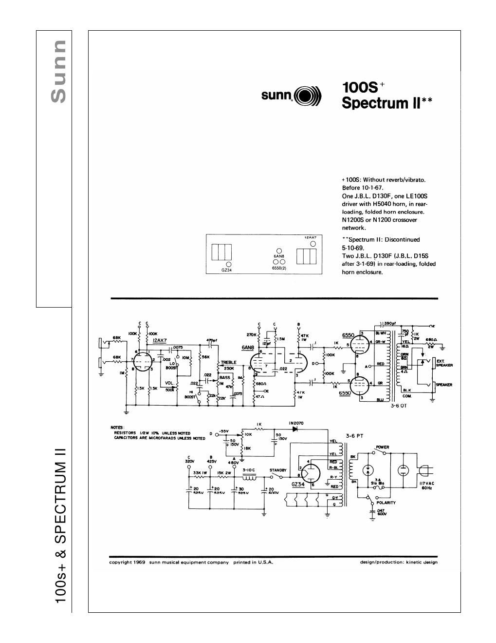 sunn 100s spectrum ii 6550 schematic