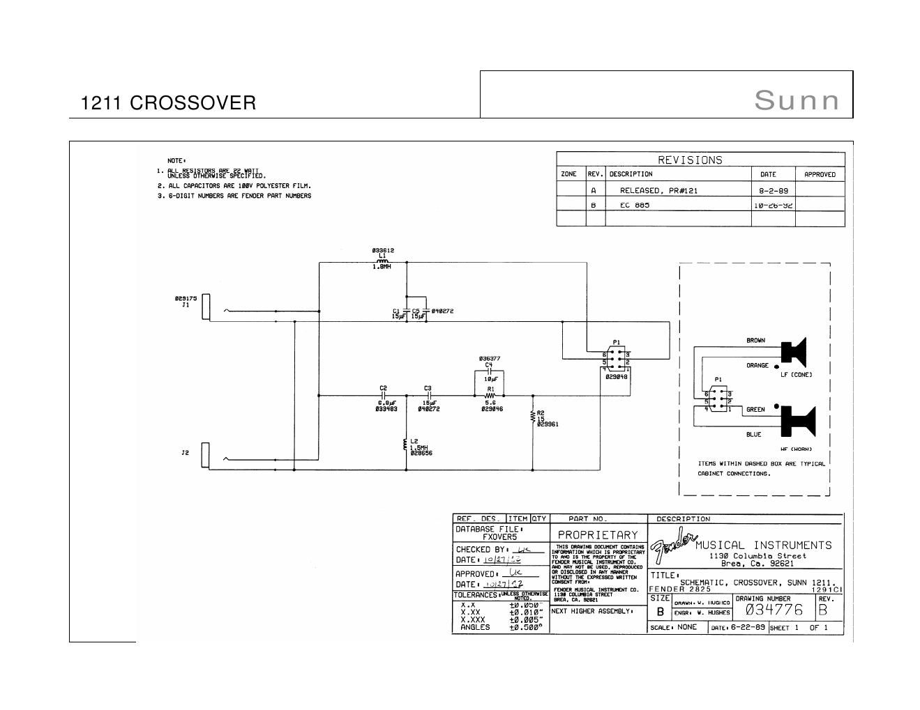 sunn 12xx series crossover schematics
