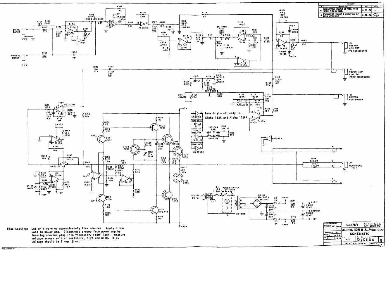 sunn alpha 112r 112pr schematic