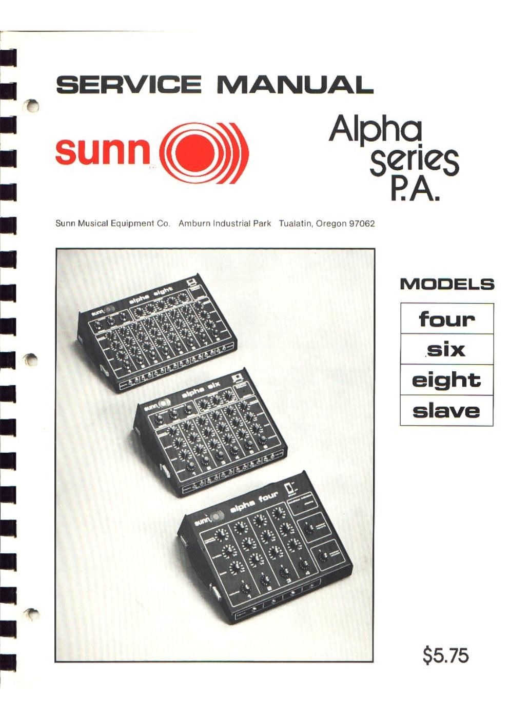 sunn alpha service manual