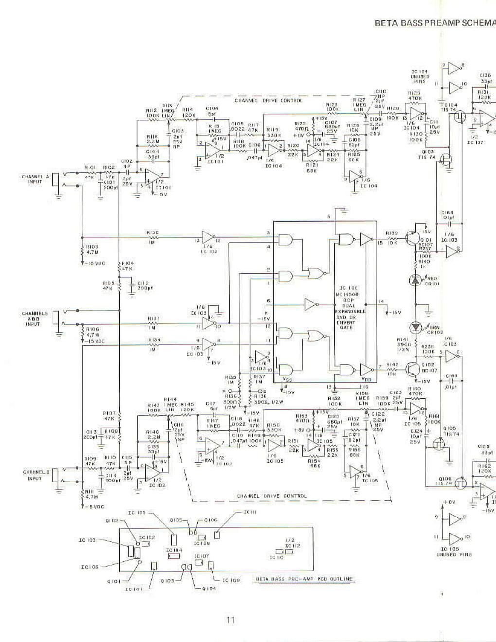 sunn beta series bass preamp 1 schematic