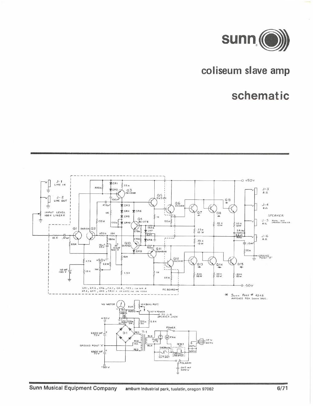 sunn coliseum slave amp schematic
