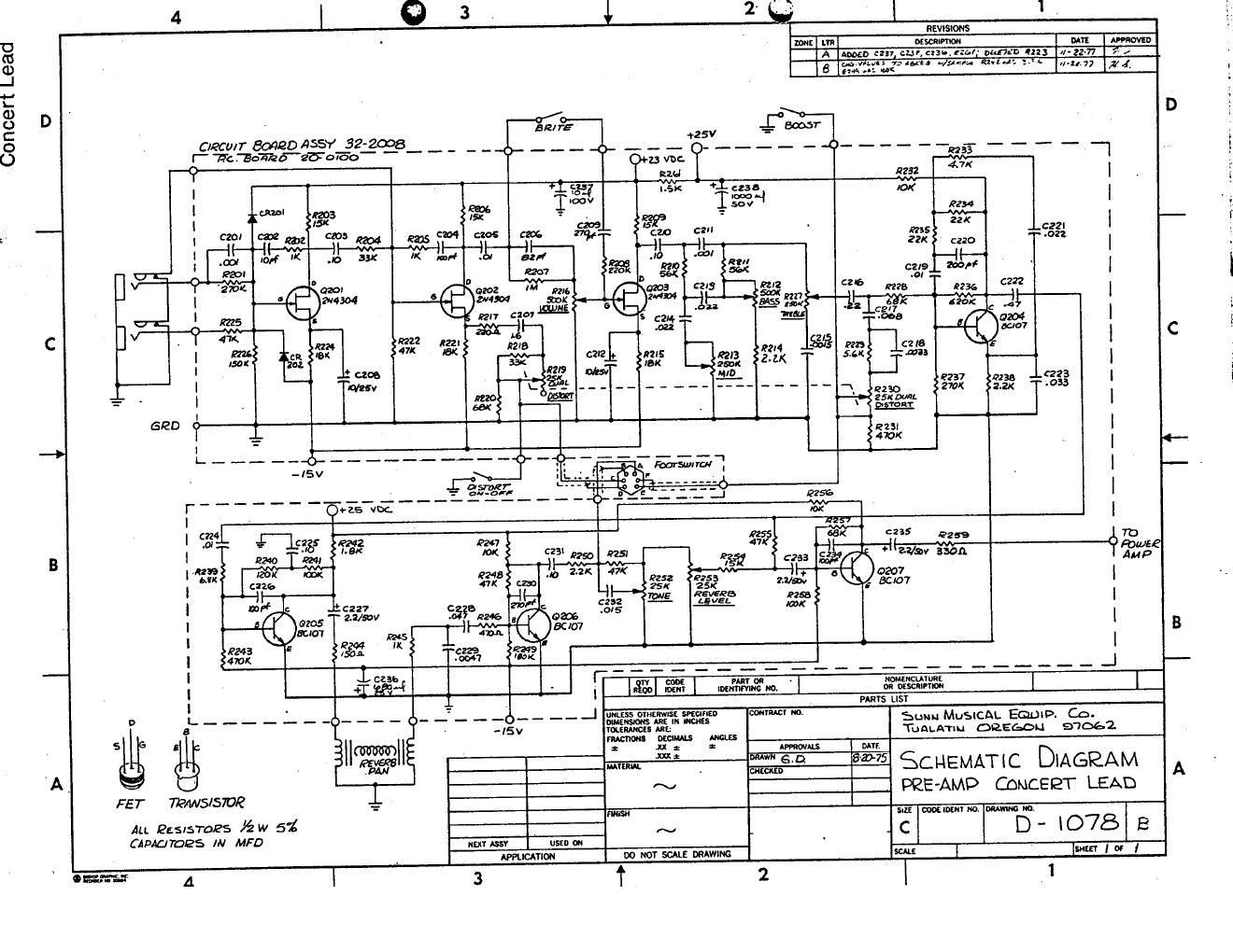 sunn concert lead preamp rev b schematic