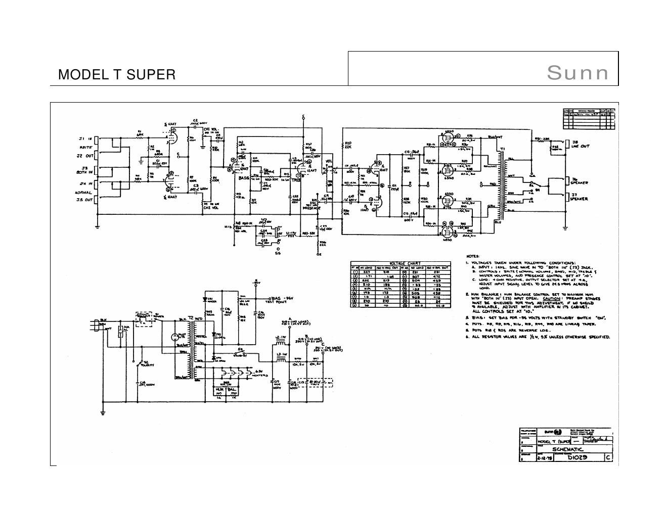 sunn model t super schematic