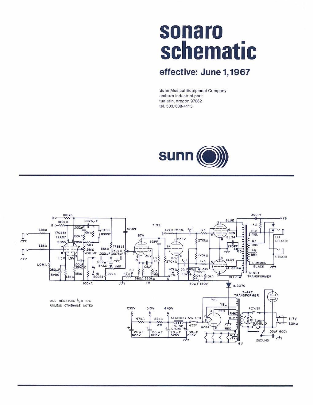 sunn sonaro schematic