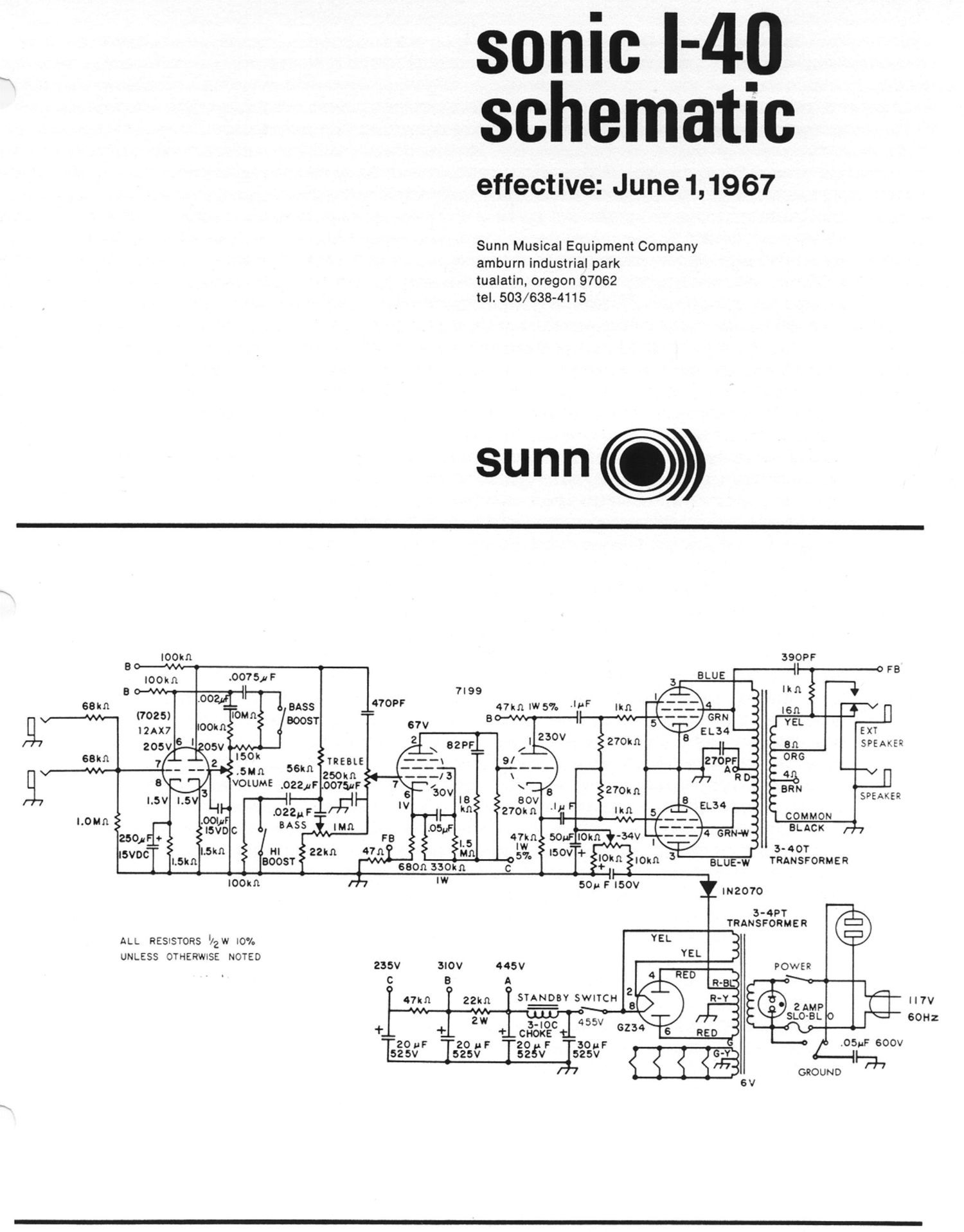 sunn sonic i 40 schematic