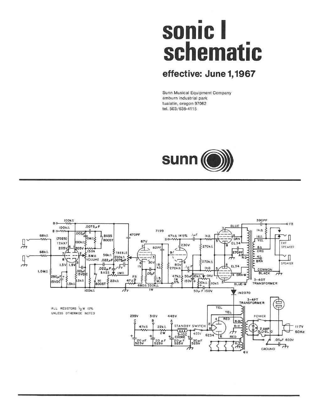 sunn sonic i schematic