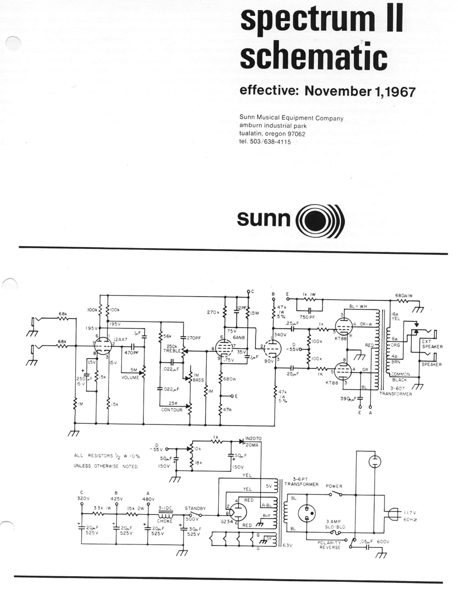 sunn spectrum ii schematic