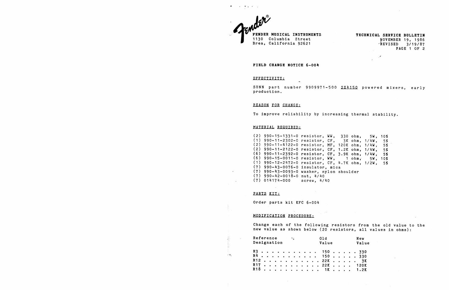 sunn sx4150 pa schematics