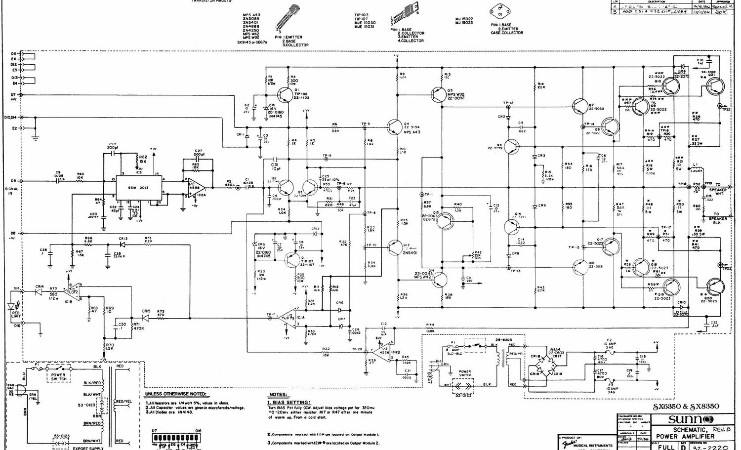 sunn sx6350 sx8350 power amp schematic