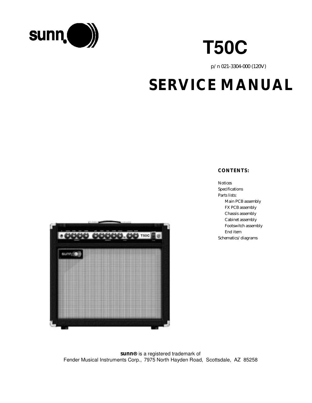 sunn t50c service manual
