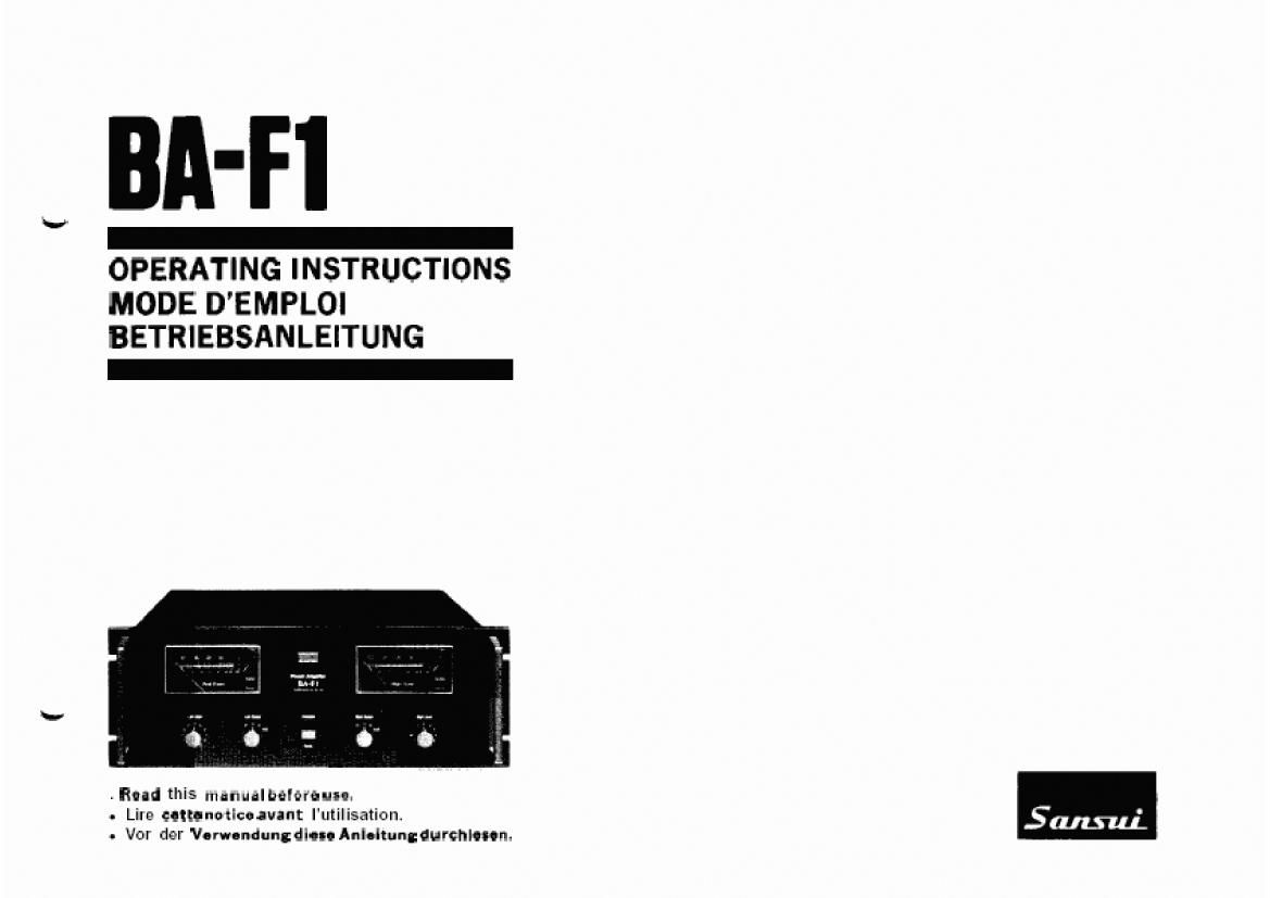 Sansui 20 BAF 1 Owners Manual