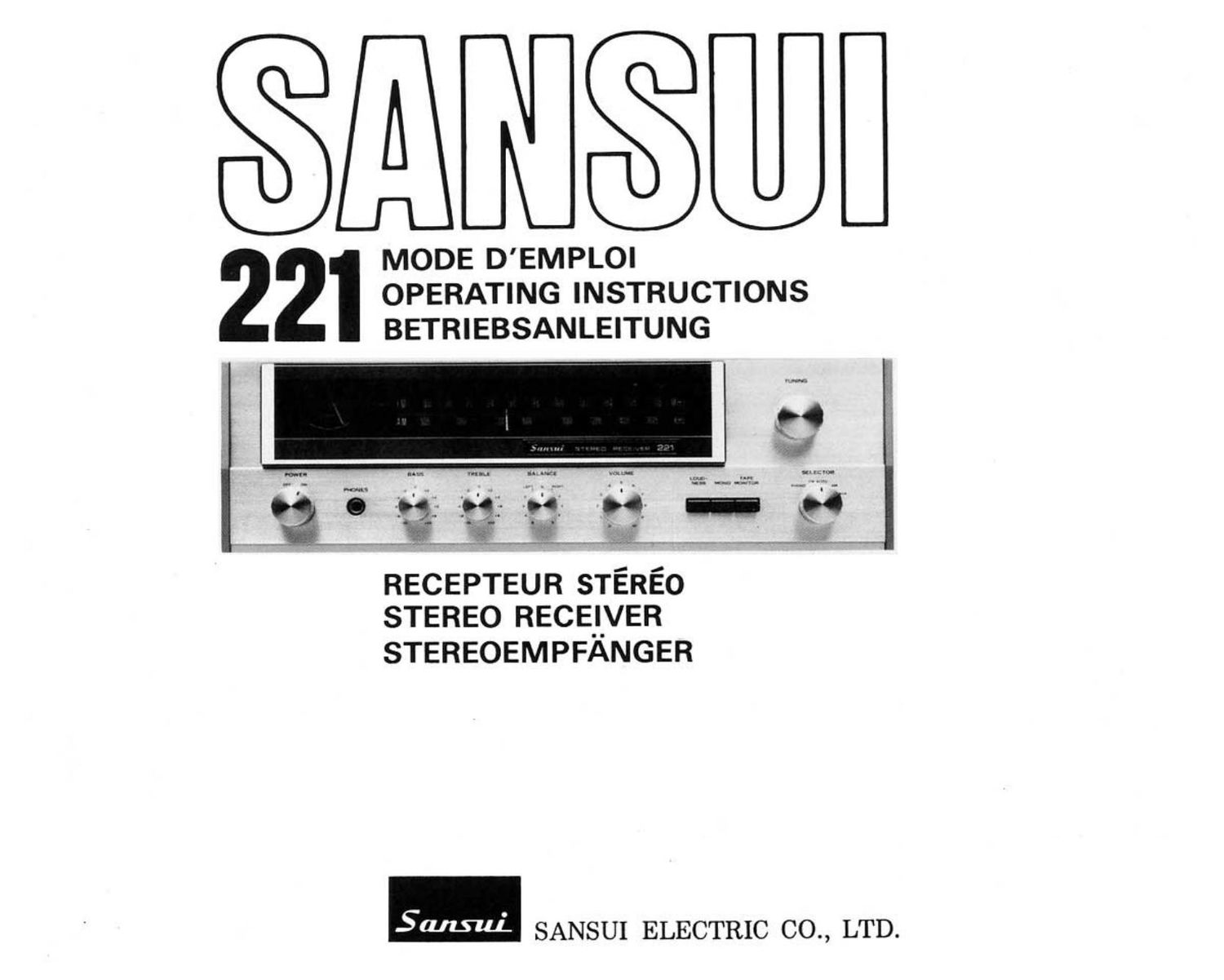 Sansui 221 Owners Manual