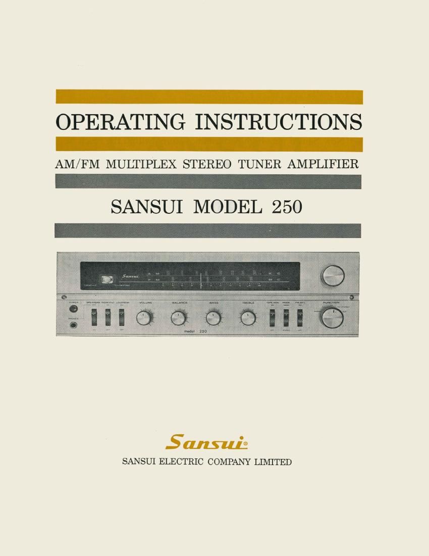Sansui 250 Owners Manual