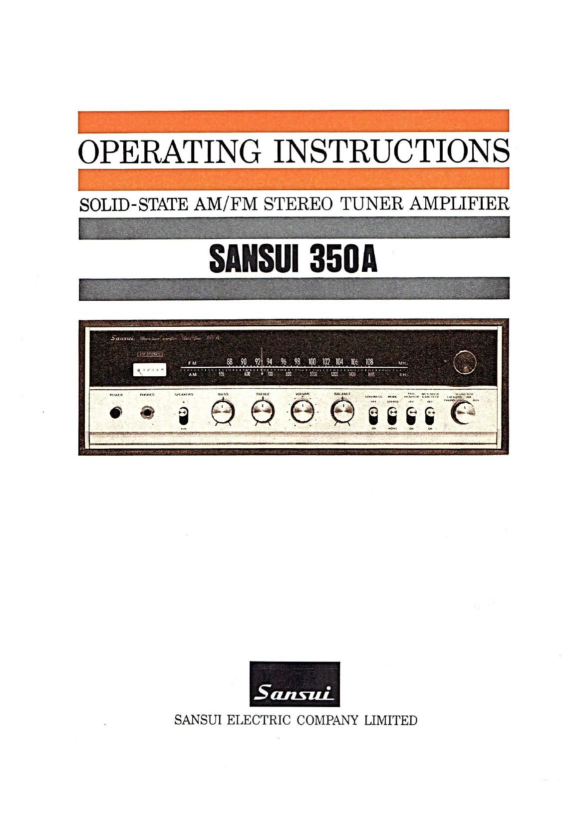 Sansui 350A Owners Manual
