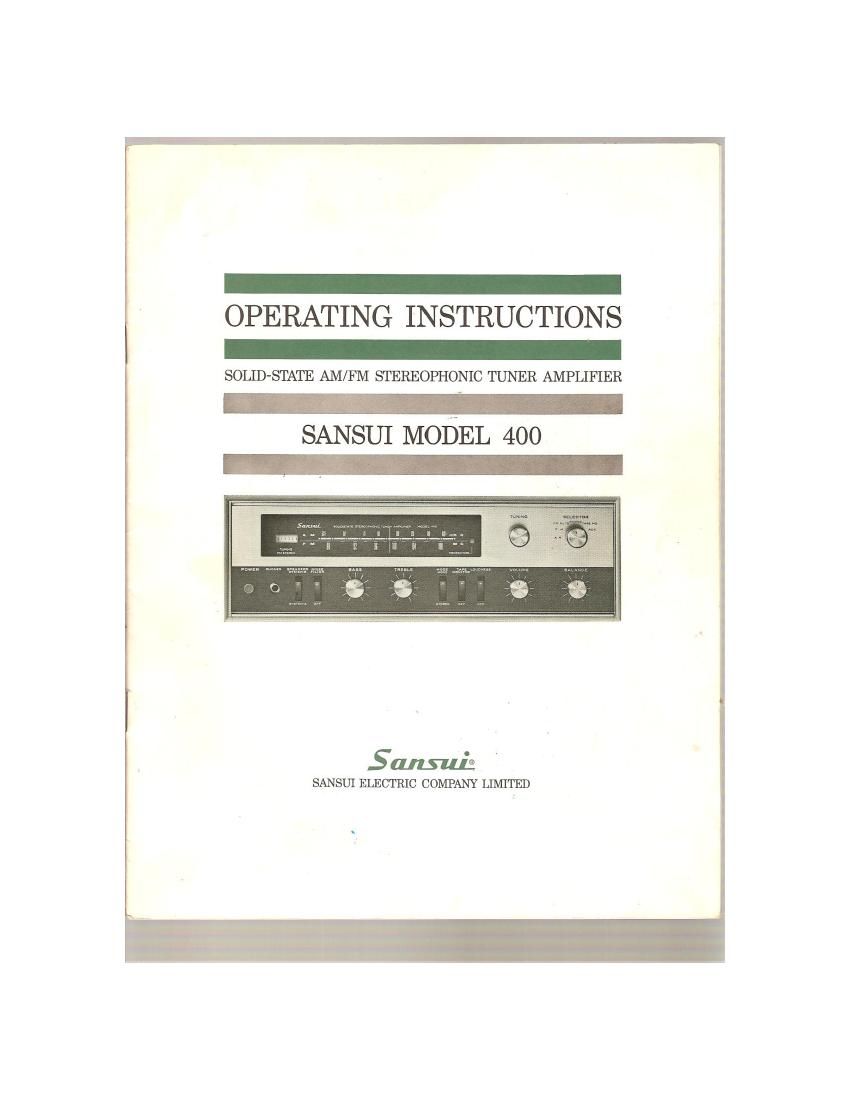 Sansui 400 Owners Manual
