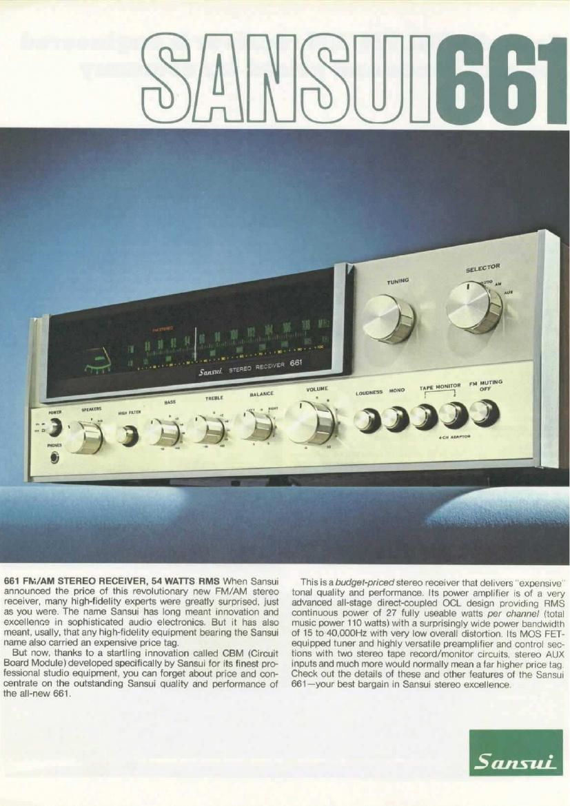 Sansui 661 Brochure