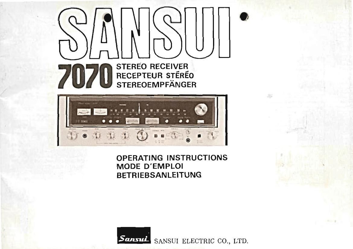 Sansui 7070 Owners Manual