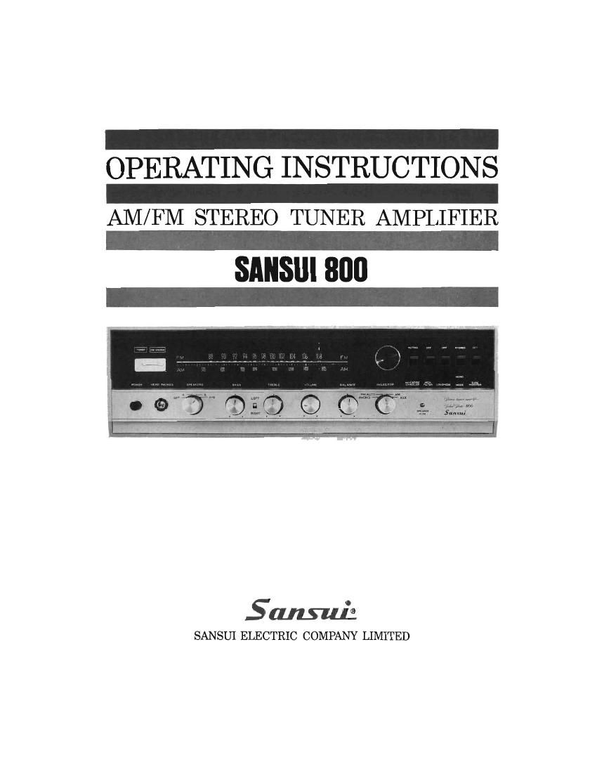 Sansui 800 Owners Manual