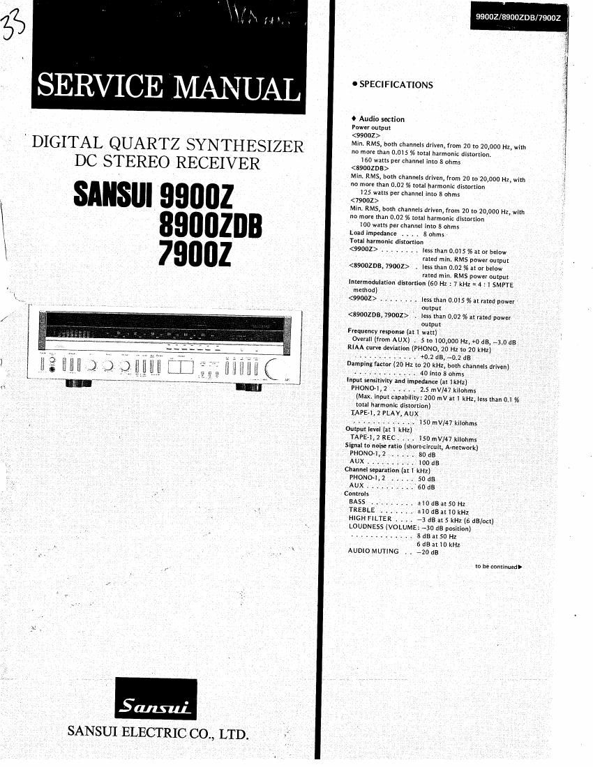 Sansui 9900Z 8900ZDB 7900Z Service Manual
