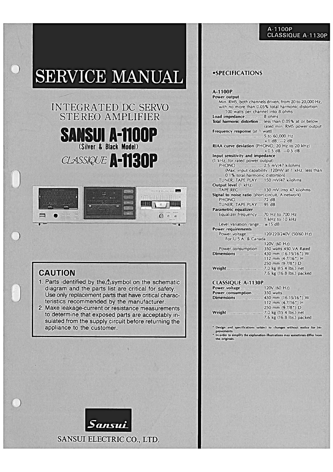 Sansui A 1100 P Service Manual