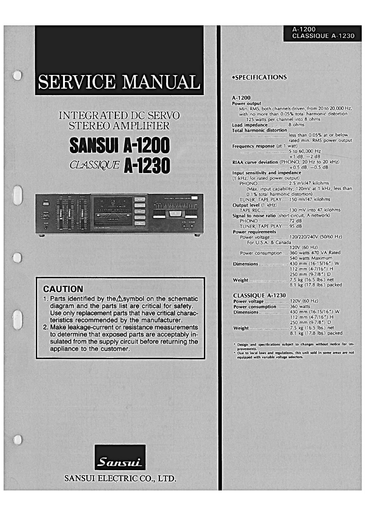Sansui A 1200 Service Manual