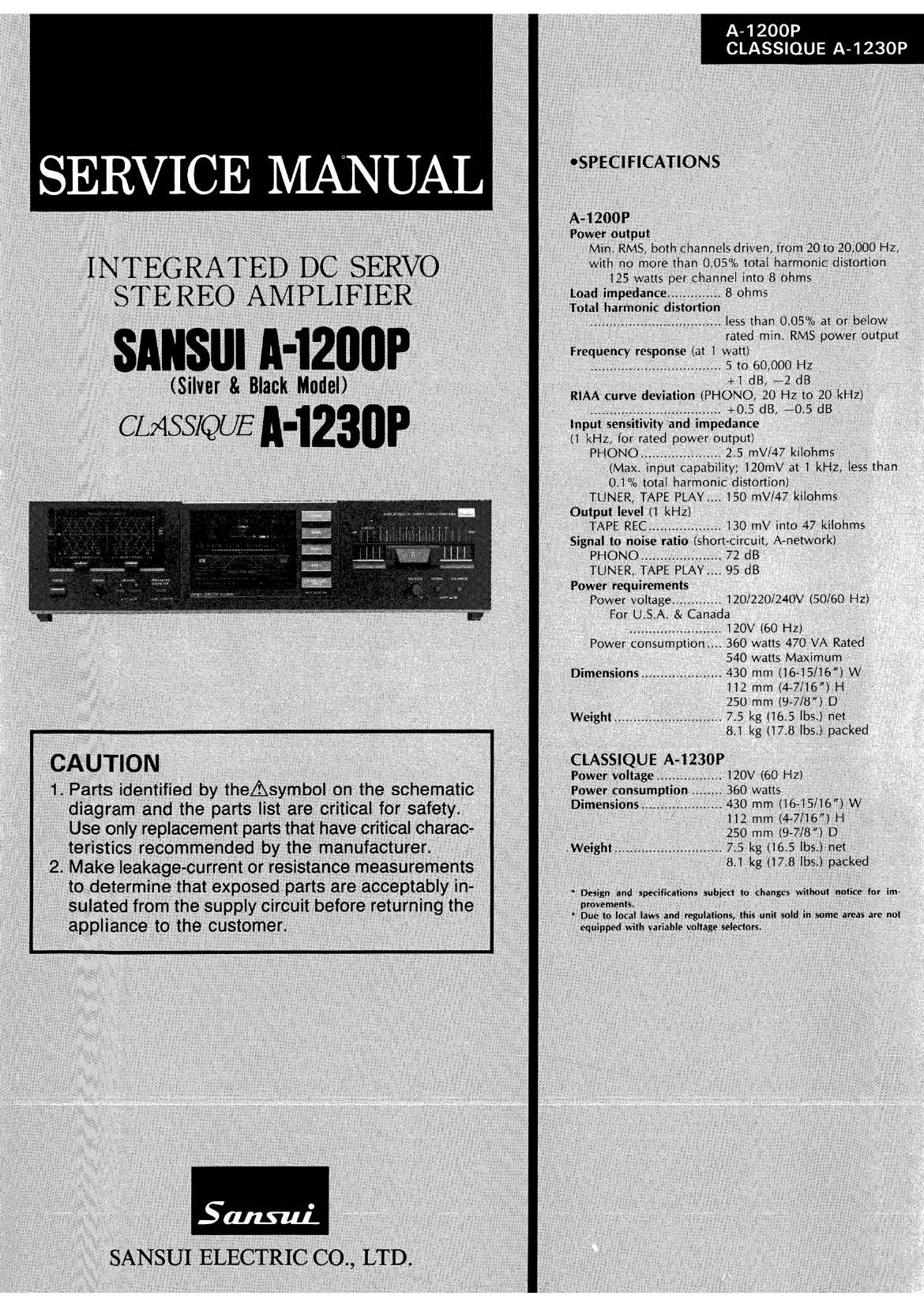 Sansui A 1230 P Service Manual