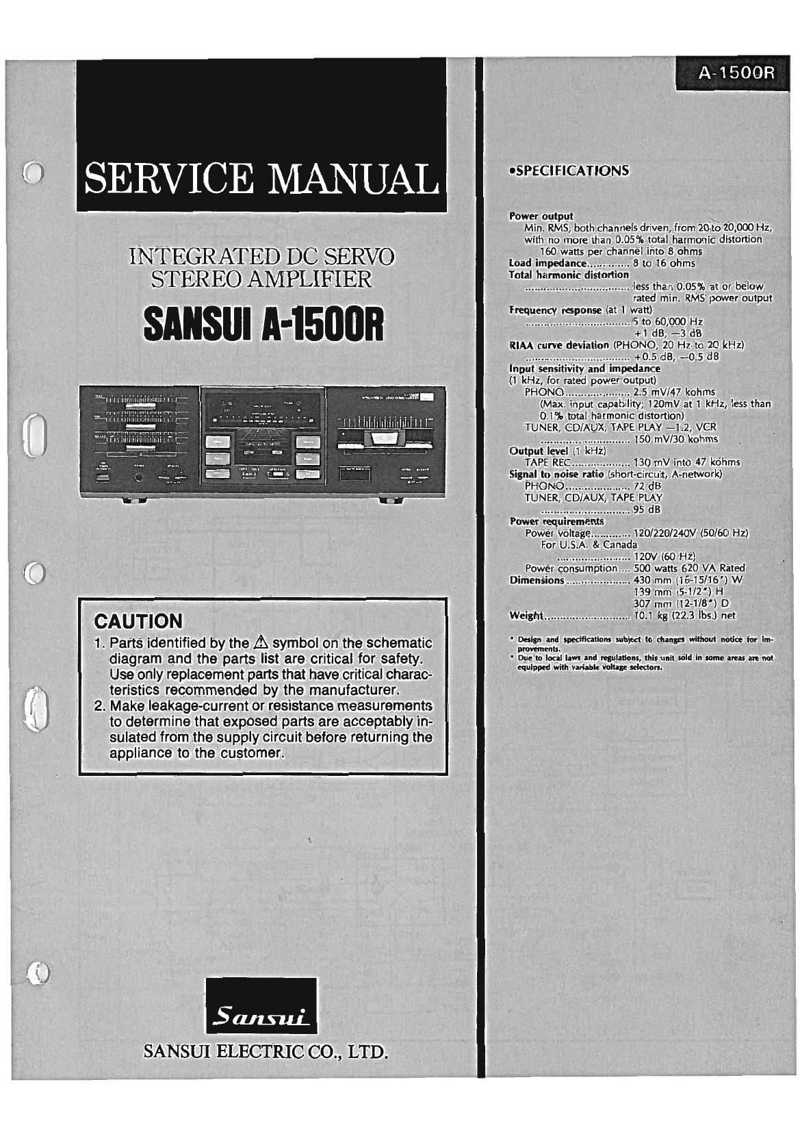 Sansui A 1500 R Service Manual