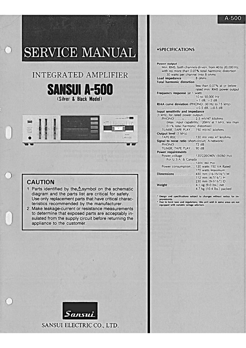 Sansui A 500 Service Manual