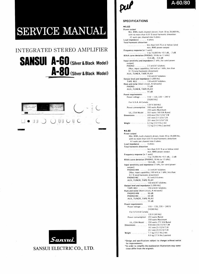 Sansui A 60 Service Manual