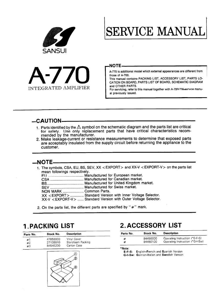 Sansui A 770 Service Manual