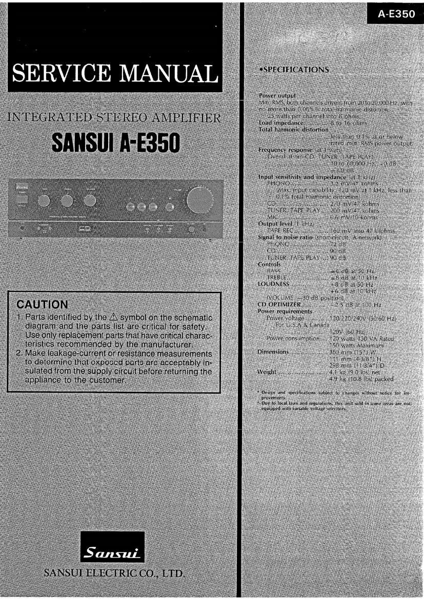 Sansui A E350 Service Manual