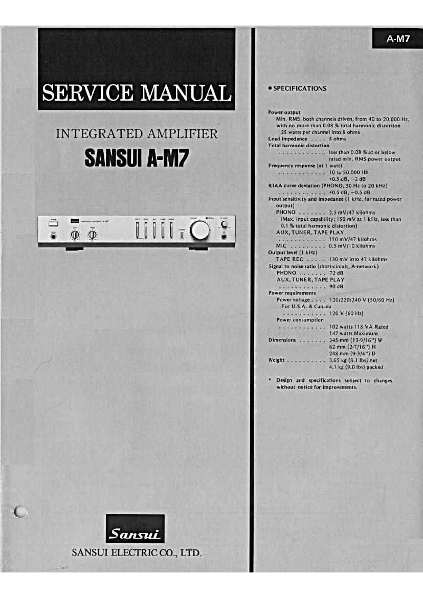 Sansui A M7 Service Manual