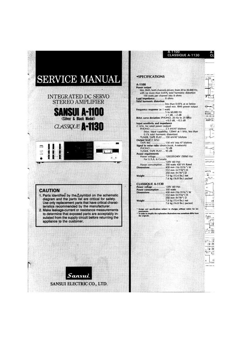 Sansui A1100 1130 Service Manual