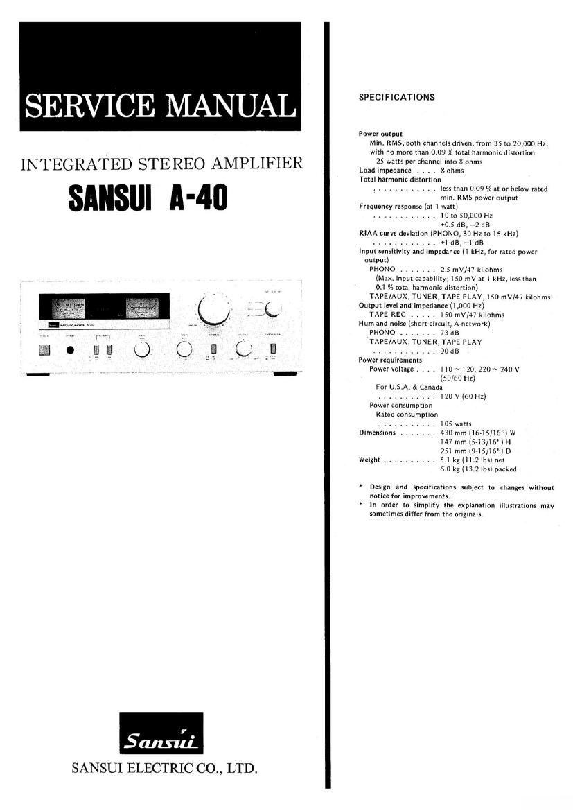 Sansui A40 Service Manual