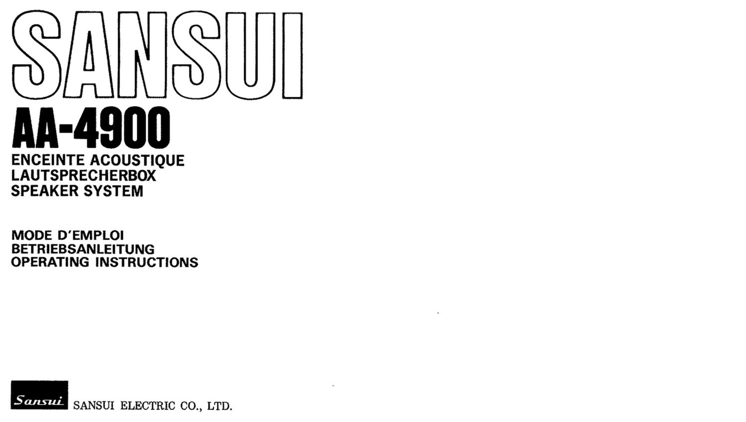 Sansui AA 4900 Owners Manual